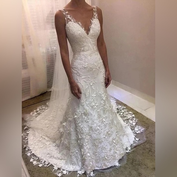 Dresses | New Mermaid Trumpet Empire Waist Backless White Lace Wedding ...
